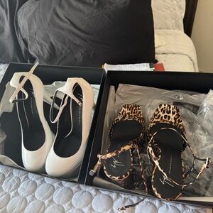 Elegant Women's White and Leopard Print Heels